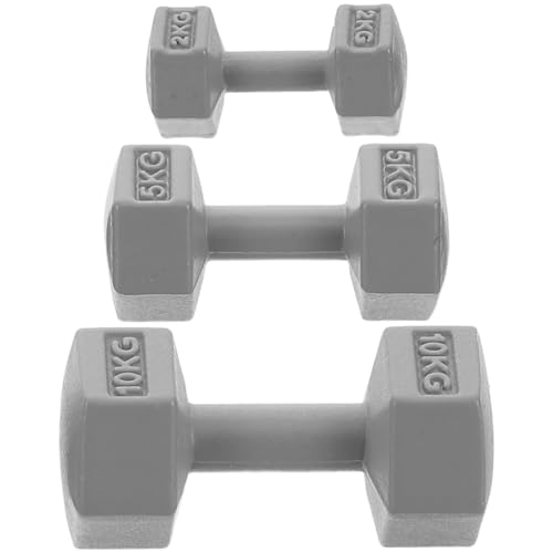 Hemoton Miniature Dumbbells Set 3Pcs Tiny Dollhouse Gym Accessories 0.74In Realistic Mini Fitness Props for Doll Miniature Decor and Role Play