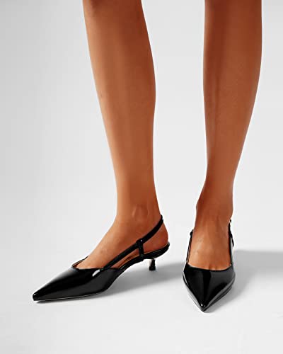 FOGEENA Womens Pointed Toe Wedding Slingback Patent Leather Fashion Slip On Kitten Low Heel Pumps Shoes 1.5 Inch4