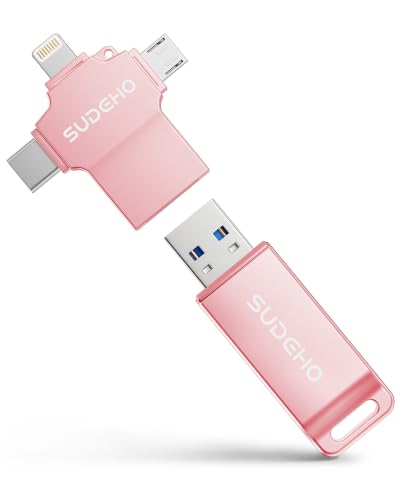 Image of MFi Certified Photo Stick 256GB USB 3.0 Flash Drive for iPhone, 4 in 1 External Memory Thumb Drive for Picture Video Saver and Backup, High Speed USB 2.0 Memory Stick for iPhone /iPad /Android /PC (Pink)