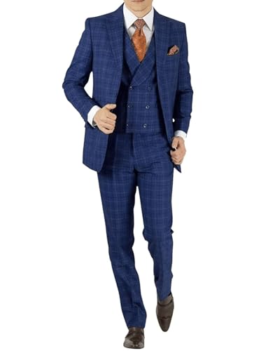 Costume 3 pièces haut de gamme pour homme en tissu à carreaux de cérémonie