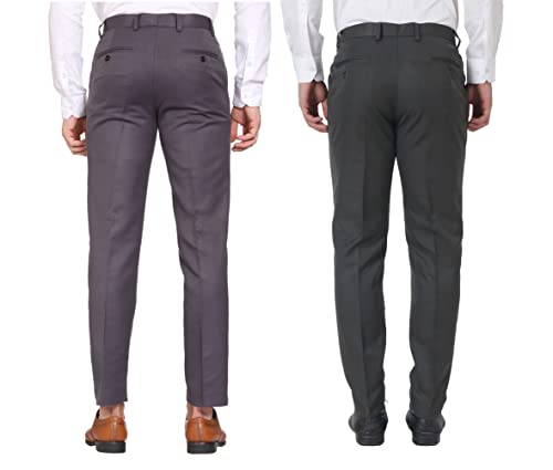 Image of MALENO Men Formal Trouser Regular Fit Solid | Soft and Breathable Pant Combo (Pack of 2)