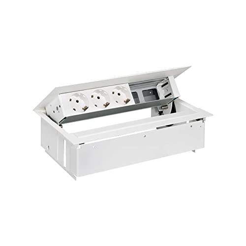 Kit Simon 400 bloc 3 prises schuko et 2 elements vides blanc encastrable