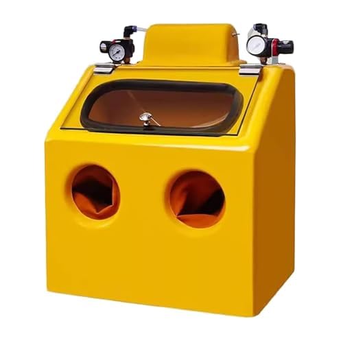 Cabina de chorro de arena, tanto para chorro de arena húmedo como seco, con control mediante pedal, 2 barómetros, presión de aire ajustable, para la eliminación de óxido en metales y acabados detallad