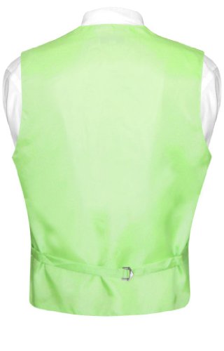 Men's Dress Vest & NeckTie Solid LIME GREEN Color Neck Tie Set for Suit or Tux2