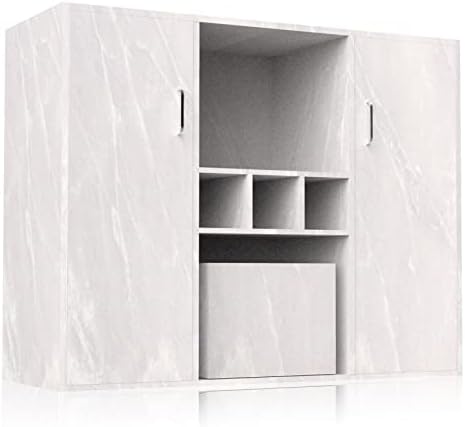 AIRIBO Marble Modern Sideboard Buffet, Storage Cabinet Console Sofa Cupboard Table, Wooden Kitchen Buffet Bar Cabinet, Wine Rack Table, Kitchen Dining Room Home Decor (Marble)