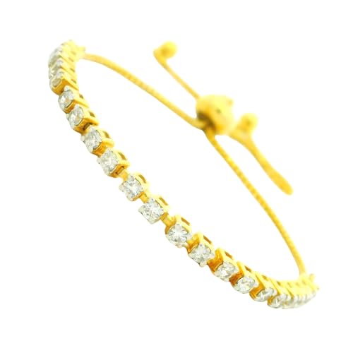 Image of 925 Sterling Silver Adjustable Bracelet for Women | Elegant Solitaire Zirconia Tennis String Design | Classic Glide Jewelry Gift for Girls