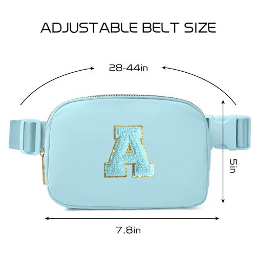 Image of Gitus Gifts for 8 9 10 11 12 Year Old Girls Belt Bag Fanny Pack Crossbody Bags with Initial Letter Patch Cute Stuff Birthday Gifts for Teen Girls Women Personalized Trend Stuff (Icing Blue-A)
