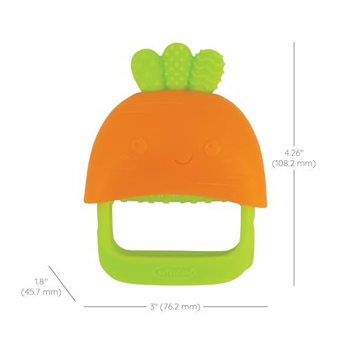 Image of Infantino Teething Mitt Handy Dandy Silicone Orange Carrot