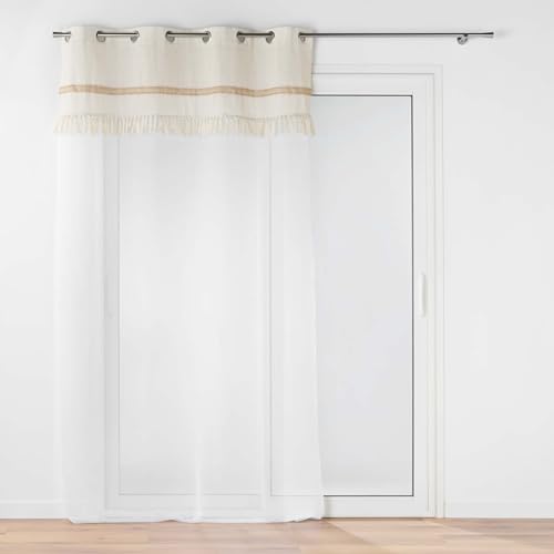 Douceur d'Intérieur janara - Visillo con Ojales (140 x 240 cm) Natural, Velo sablé con Parte Superior de polialgodón y Yute
