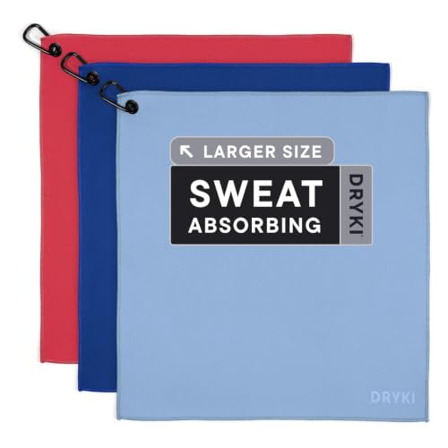 Image of DRYKI Sweat Absorbing Handkerchiefs - The Original Pocket-Sized Sweat Towels - Quick-Dry Microfiber Sweat Rags for Face, Hands, & Body - Men & Women - Gym and Work (Desert: Large Size, 3 Pack)