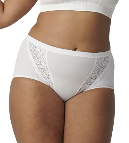 sloggi Chic Maxi - Lot de 4 - Culotte taille taute femme - Très confortable - Coton doux et respirant, avec ceintures élastiques - Jolie dentelle florale - Disponible du 40 au 56,Blanc (White 0003),48