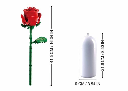 Stuban Building Block Rose Flower Set including Vase, Creative Life Bricks, 41.5 cm, M38-B1101-04, Red and Green, 317 Pieces - Image 3