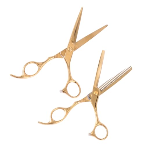 BAZEITFLOW 2 piezas Tijeras Tijeras de Peluquería Profesional de Acero Inoxidable Ergonómicas Antióxido Color Dorado Kit para Salón y Uso Doméstico