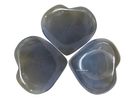 Image of Crystal Heaven Dendrite Agate Crystal Heart Palm Pebbles Stones For Anxiety Stress Relief Massage - Aaa Grade Original Healing Gemstone Agate Heart Palm Stone For Yoga Meditation Spiritual