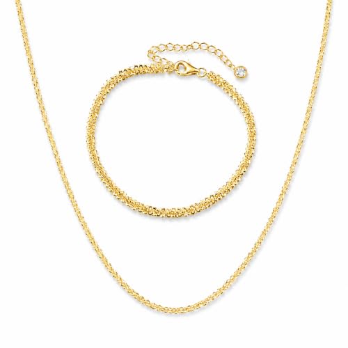MILACOLATO Joyas de Mujer Conjunto Oro Plata Collar Pulseras Bisuteria Mujer Pulseras Collar para Bisuteria Joyas Set-BG