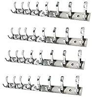 GAIYERA Stainless Steel Dual Edge 8 pin Cloth Hanger Wall Mounted Bathroom Cloth Hanger,Cloth Wall Hook,Door Hooks Rail for Hanging Keys,Clothes,Towel (4)