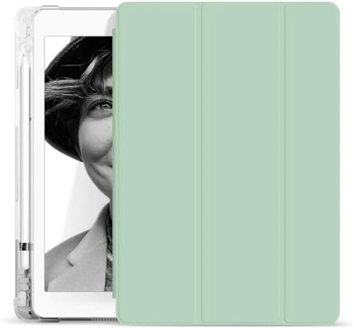 Étui iPad 8e génération vert clair, protection silicone transparente idéale pour le télétravail