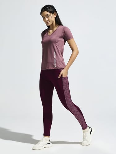 Image of Women's V Neck Cut & Sew Mesh Panel Top