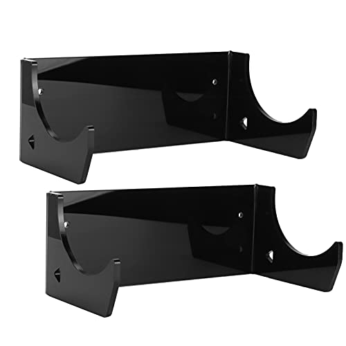 Pssopp Skateboard Shelf and Clothes Hanger - Wall Mount Storage Rack for Skateboards and Snowboards - Strong and Acrylic Glass Material - Skateboarders (2 Pack Black)