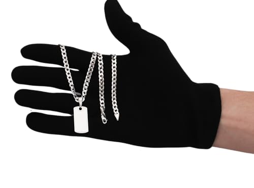 AMAR OPRAVA Ketten für Männer - Silber 925, Personalisierte Geschenke - Erkennungsmarke mit Gravur, Militär Silberkette Herren 60 cm Massiv 5 mm, Personalisierte Kette, Herren Schmuck