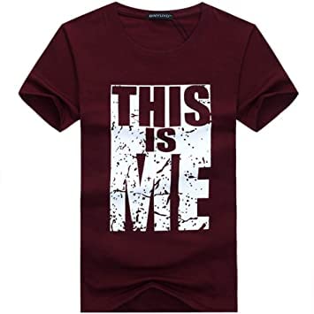 NAVITECH Sublimation Printing & Services Men Fashion Letter Printing Short Sleeve T-Shirt Maroon
