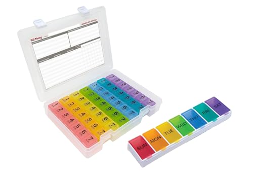 Image of 7 Times a Day Weekly Pill Box Organizer Case, Secure 7X Pillbox with Medication Schedule (997-389 Combo)