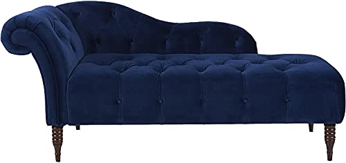 Image of Home Samuel Chaise Lounge Velvet Chaise Luxury Couch (Navy Blue)