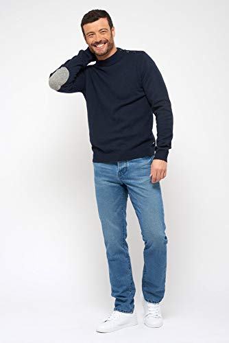 Pull col Rond, boutonné épaule - Marine - 100% recyclé (extralarge) Cover