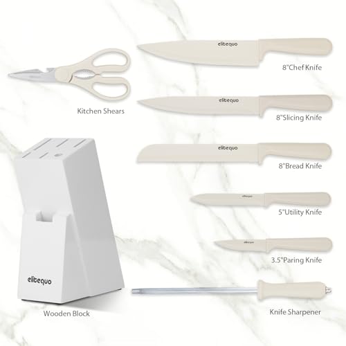 8 Piece Kitchen Knife Block Set with Sharpener,Dishwasher Safe,German Stainless Steel with Ergonomic Handle Anti-slip Handle - Image 3