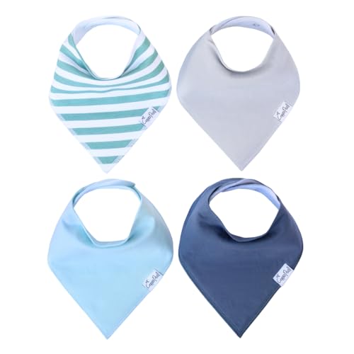 Image of Copper Pearl 4 Pack Soft Cotton Baby Bibs for Drooling and Teething, Absorbent Drool Bibs for Baby Girl and Boy, Adjustable to Fit Newborns to Toddlers, Tons of Styles (Oxford)