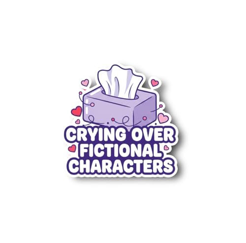 Crying Over Fictional Characters Sticker | Cute Tissue Box Design | Emotional Decor | Fun Gift | Anime Lovers | Character F [Sign]