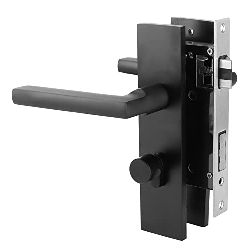 Black Door Handle Heavy Duty, Keyed Alike Entry Door Lever, Door Knobs with Lock and Keys, Square Door Lever Versatile for Bedroom, Bathroom and Front Door