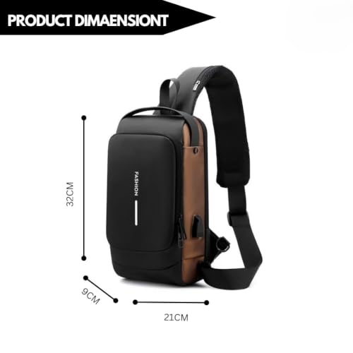 Image of MATCH MADE Anti-theft Waterproof Chest Sling Bag for Men with Password Lock & USB Charging - Travel Hiking Crossbody Daypack Backpack