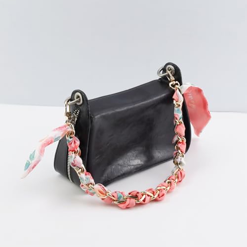Image of Silk Scarf Purse Chain Strap Handbag Handle Replacement Elegant Bag Decoration for Ladies Bag