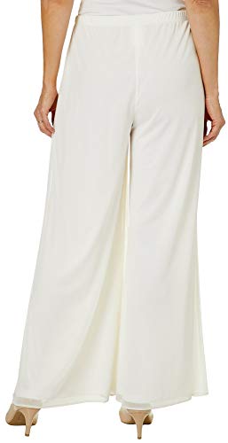 MSK Womens Solid Mesh Wide Leg Pants Small White2