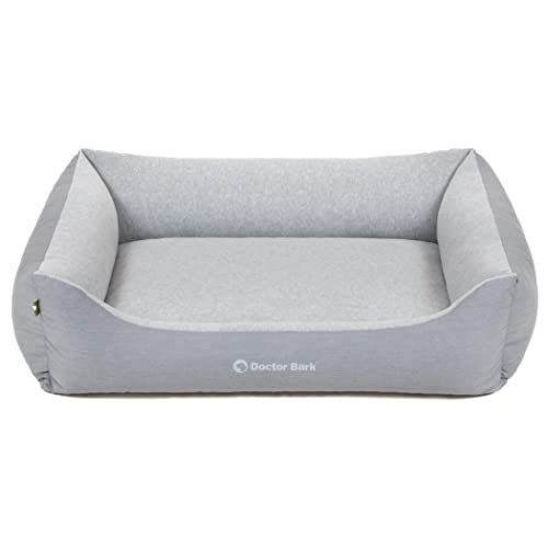 Doctor Bark Hundebett Mittelgroße Hunde - Hundekörbchen Flauschig und Weich - Waschbar, Strapazierfähig, Kuschelig - Made in Germany - GreenLabel (L - 97x75 cm, Hellgrau)