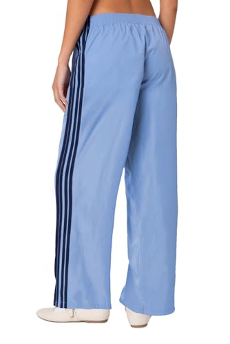 Adoeren Women Side Striped Sweatpants Parachute Elastic Waist Baggy Track Pants Y2k Wide Leg Going Out Jogger Pants2