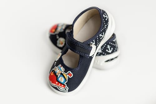 Natur Toddler Boys Canvas Shoes Textile with Patterns Loop Strap Non-Slip Sole2