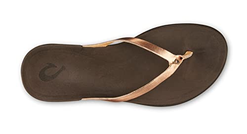 Image of OluKai Ho'opio Leather Women's Beach Sandals, Full-Grain Leather Flip-Flop Slides, Modern Low Profile Design & Comfortable Fit