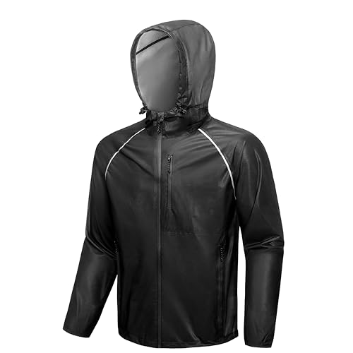 Image of SWISSWELL Mens Cycling Rain Jacket Waterproof Lightweight Windbreaker Jackets for Men Raincoat with Hood