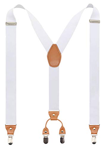 Timiot Men’s Y-Back 4 Metal Clip Elastic Wide Suspenders Perfect For Both Casual&Formal