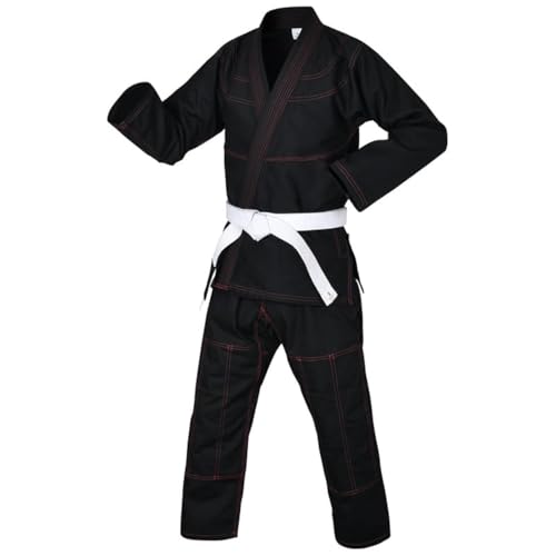 Knockout Fight Gear Brazilian Jiu Jitsu Gi For Men, BJJ Gi Women Grappling gi ULTRA LIGHT, PRESHRUNK Sweat Wicking Fabric, Machine Washable With Free White Belt (Black A0)