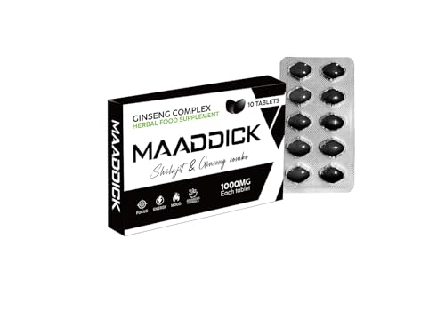 MAADDICK Ginseng and SHILAJIT Combo | 10 Tablets | 100% Natural Herbal Performance Supplement for Men, Extra Strong | Last Longer | Energy and Stamina Support | Mountain Stamina