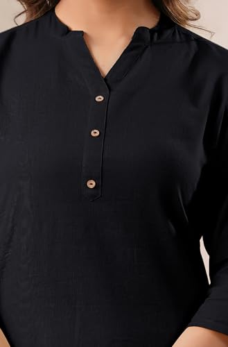 Image of Janasya Women's Cotton Solid Straight Kurta
