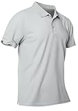 UTWGN Men's Short Sleeve Polo Shirt Quick-Dry Performance Tactical Golf Shirts Regular-fit Jersey Tennis Shirt Light Gray
