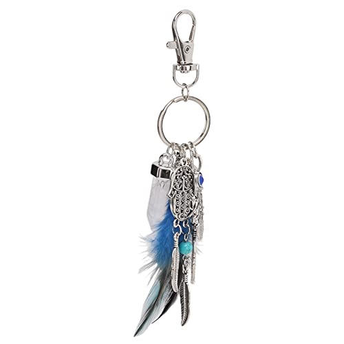 Tnfeeon Dreamcatcher Porte-clés, Turquoise Naturelle Pierres Précieuses Plume Palm Porte-clés Chanceux Sac Anneau Suspendu Ornements Pendentif De Voiture Cover