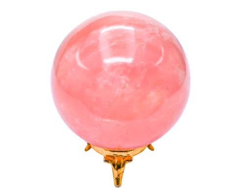 Image of Certified Star Rose Quartz Crystal Ball for Meditation - Premium Crystal Vastu Items for Home and Feng Shui Items for Good Luck - Ideal for Pooja Supplies and Spiritual Practices (3 inch Inch)