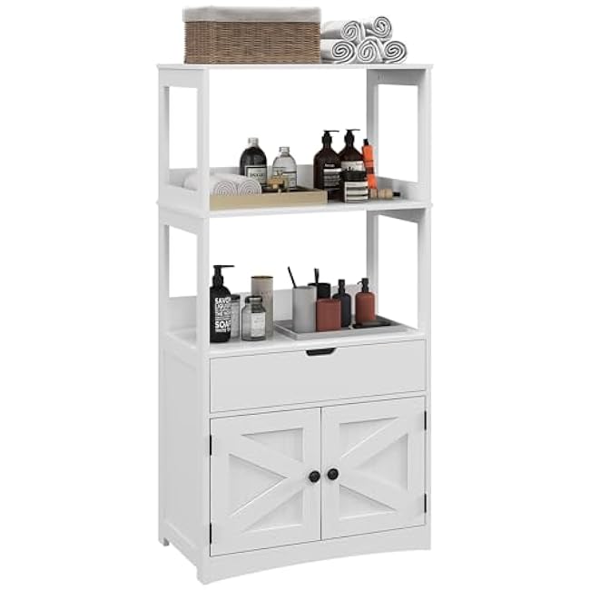 kleankin Bathroom Floor Cabinet Linen Cabinet White