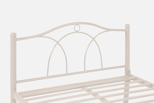 Image of Alto Metal Extra Single Size Bed Without Storage | Wrought Iron Single Bed with Headboard & Footboard| Sturdy Powder Coated Platform Cot for Bedroom (Alto Ivory)