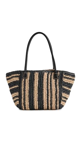Madewell Women's Mini Black And White Straw Tote